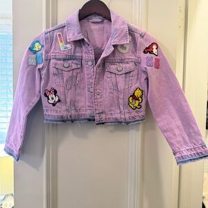 Gap Kids Purple Acid Wash Denim Jacket with Custom Patches